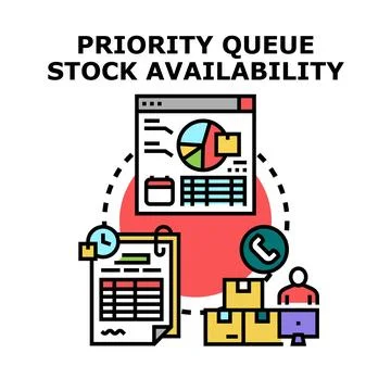 Managing priority queue and stock availability management Stock Illustration