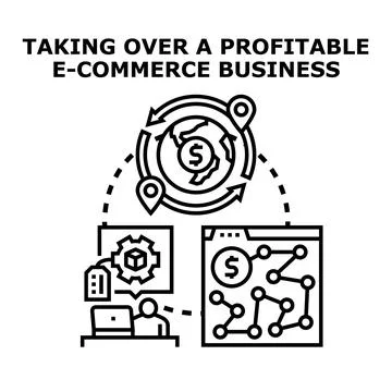 Managing profitable online e commerce business operations concept Stock Illustration