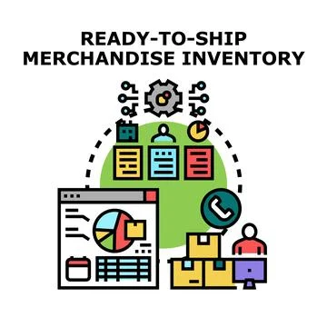 Managing ready to ship merchandise inventory for e commerce Stock Illustration