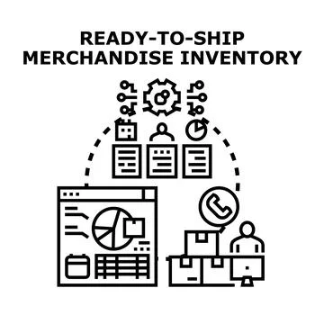 Managing ready to ship merchandise inventory for e commerce Stock Illustration
