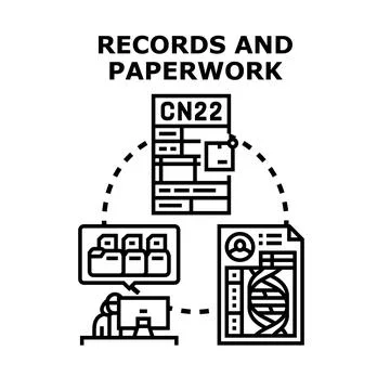 Managing records and paperwork process planning Stock Illustration
