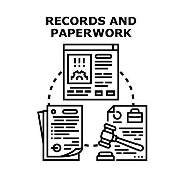 Managing records and paperwork process concept illustration 스톡 일러스트