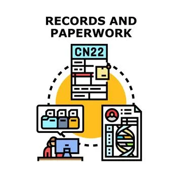 Managing records and paperwork process planning Stock Illustration