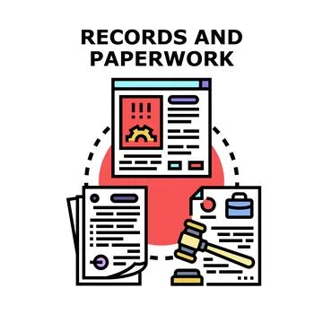 Managing records and paperwork process concept illustration Stock Illustration