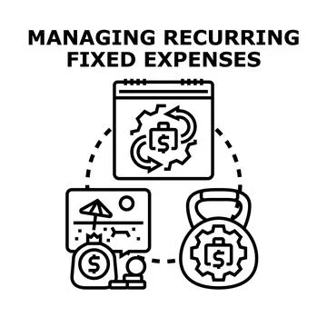 Managing recurring fixed expenses for financial stability Stock Illustration