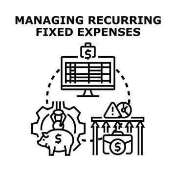 Managing recurring fixed financial expenses concept illustration Stock Illustration