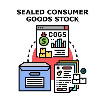 Managing sealed consumer goods inventory and cost of goods sold Illustrazione stock