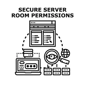 Managing secure server room access permissions concept Stock-Illustration