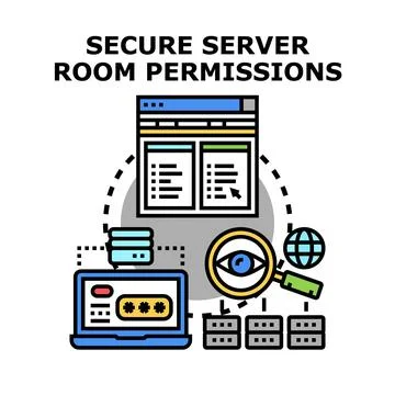 Managing secure server room access permissions concept Stockillustratie