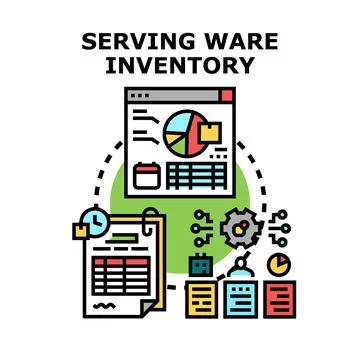 Managing serving ware inventory stock and analytics Stock Illustration