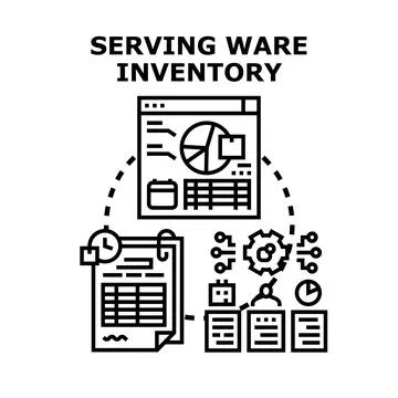 Managing serving ware inventory stock and analytics Stock Illustration