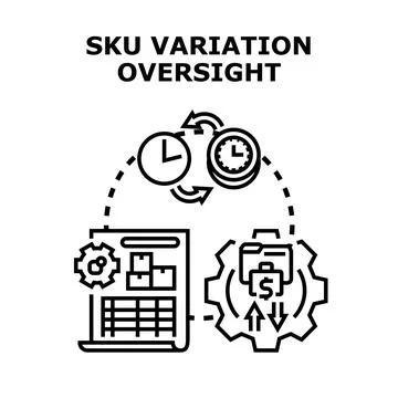 Managing sku variation oversight process data Stock Illustration