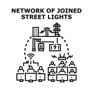 Managing smart city infrastructure with network control system Stock Illustration