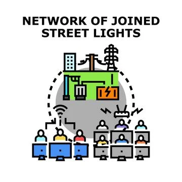 Managing smart city infrastructure with network control system Stock Illustration