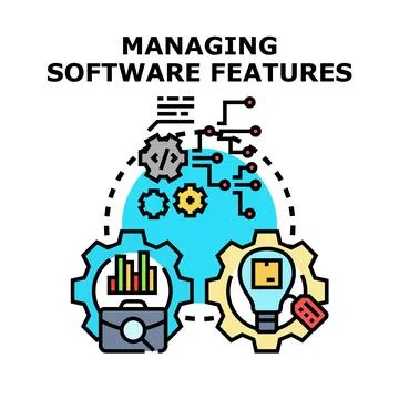 Managing software features development and optimization process Stock Illustration