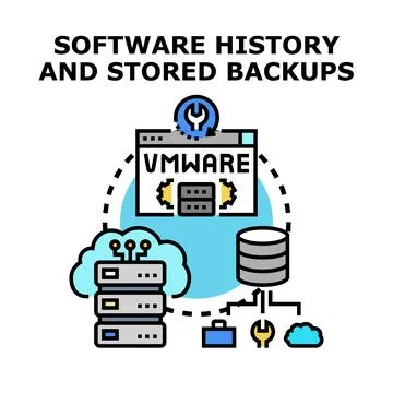 Managing software history and stored data backups イラスト素材
