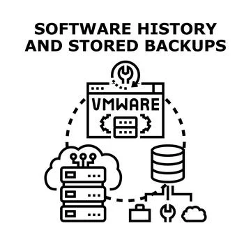 Managing software history and stored data backups Stock Illustration