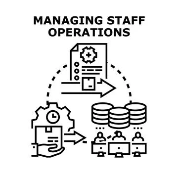 Managing staff operations and workforce processes Illustrazione stock