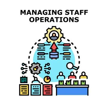 Managing staff operations overseeing team processes Stock Illustration