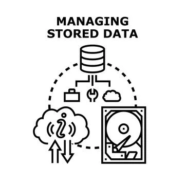 Managing stored data information technology concept Stock Illustration