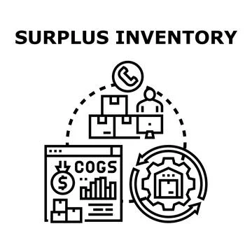 Managing surplus inventory controlling warehouse logistics optimizing costs Stock Illustration