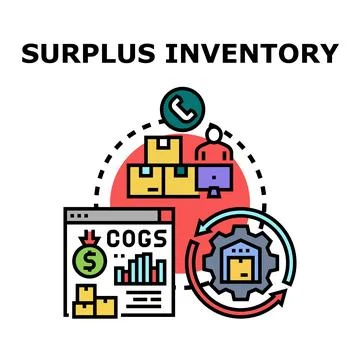 Managing surplus inventory controlling warehouse logistics optimizing costs Stock Illustration
