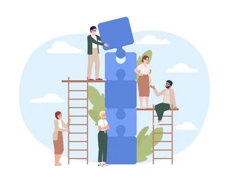 Managing team tasks flat concept vector spot illustration 스톡 일러스트