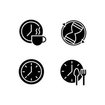Managing time efficiently black glyph icons set on white space Stock Illustration