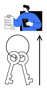 Managing Time Efficiently Keys to Unlocking Task Prioritization and Goal Stock Illustration
