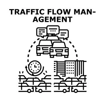 Managing traffic flow improving urban transportation systems Stock Illustration