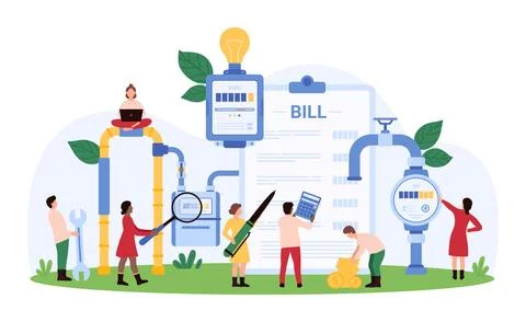 Managing utility bills concept Ilustración de archivo