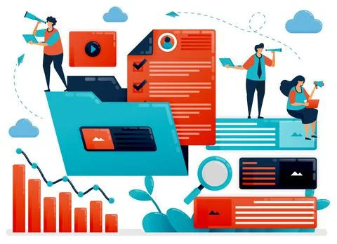 Managing the work folder to streamline company performance. Organize document Stock Illustration