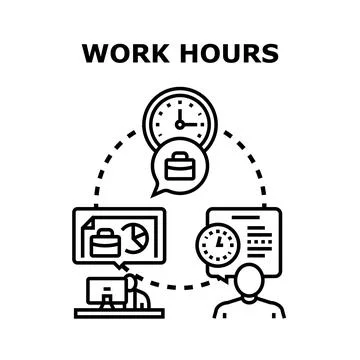 Managing work hours planning and employee productivity Stock Illustration