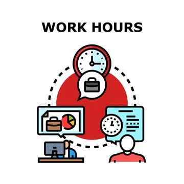 Managing work hours planning and employee productivity Stock Illustration