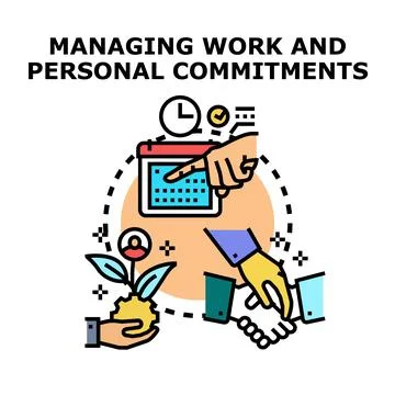 Managing work life balance and personal commitments Stock Illustration