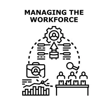 Managing workforce concept for organization and business Stock Illustration