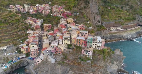 Manarola Aerial View Stock Footage 80932615