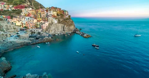 Manarola Sunset Timelapse 4K Stock Footage 235550728