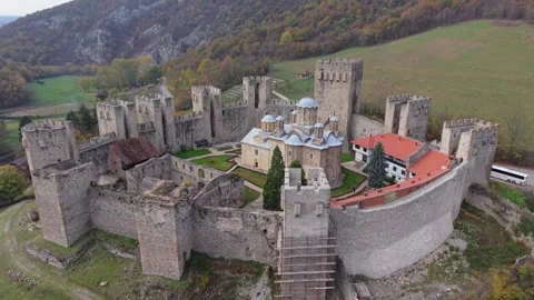 Manasija Monastery: Medieval Sentinel Orbit Stock Footage 326242600