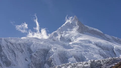 Manaslu mountain peak, eighest highest peak in the world Stock Footage 111764527