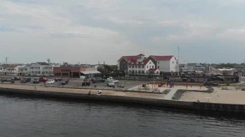 Manasquan &amp;amp; Pt Pleasant NJ Inlet drone canal and ocean footage Stock Footage 337059623