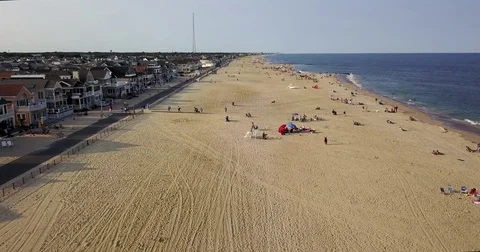 Manasquan Beachfront Homes and Atlantic Shoreline Stock-Footage 79046971