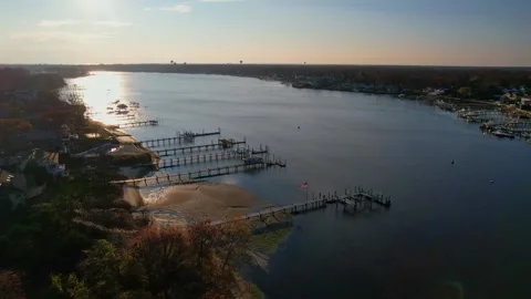 Manasquan River boat docks Stock Footage 221516628