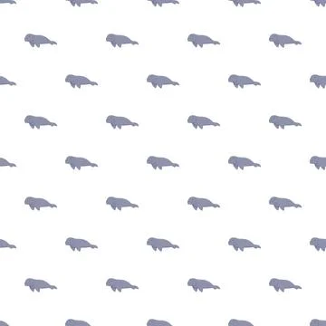 Manatee character seamless pattern for underwater design Illustrazione stock