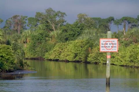 Manatee zone minimum wake Stock Photos