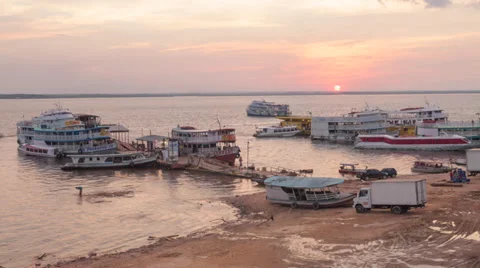 Manaus-Amazon-Docks-Sunset-4k Stock Footage 32260310