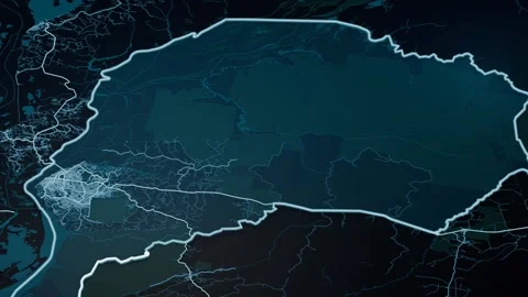Manaus Brazil Glowing Digital Map Animation 4K Video stock 337505569