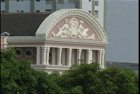 Manaus Teatro Amazonas Facade Medium Shot Stock Footage 11499638