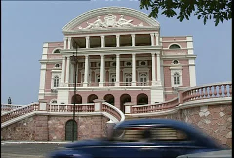 Manaus Teatro Amazonas Low Angle Wide Shot Stock Footage 11499644