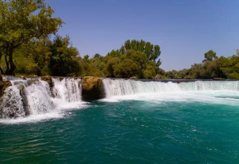 Manavgat waterfall on the river of the same name. Stock Photos